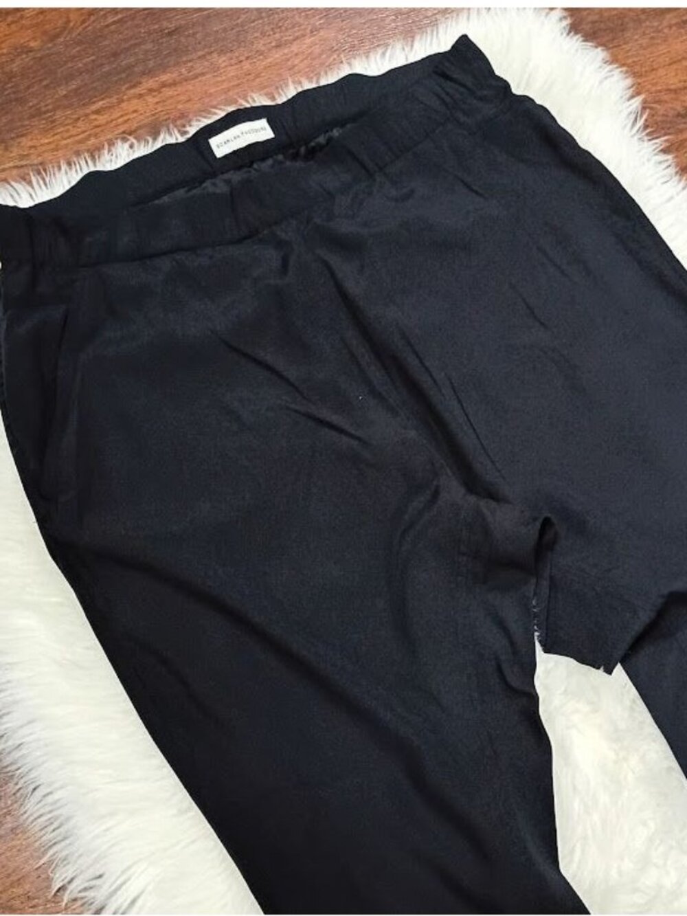 Scanlan Theodore Navy Blue Silk-Blend Relaxed Tapered Pants - Picture 8 of 14